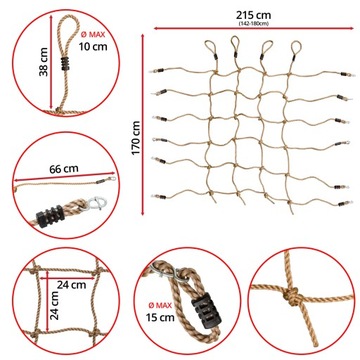 Siatka Do Wspinaczki Na Place Zabaw 125x150cm 4iQ wspinanie dla dzieci
