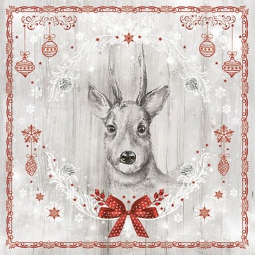 БУМАЖНЫЕ САЛФЕТКИ РОЖДЕСТВЕНСКИЙ ВЕНОК 20ШТ 33Х33СМ