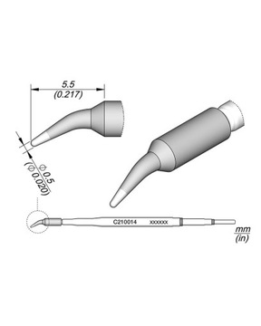 Grot stożkowy wygięty 0.5 mm JBC C210014