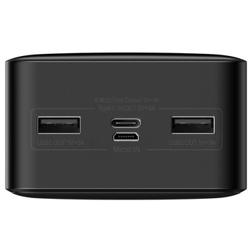 BASEUS LARGE POWERFUL POWERBANK 30000 мАч 2X USB-A 1X USB-C QC PD 15 Вт 3 А 5 В ЖК-дисплей