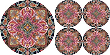 ZESTAW PODKŁADEK NA STÓŁ OKRĄGŁYCH 1+4 - POLKA