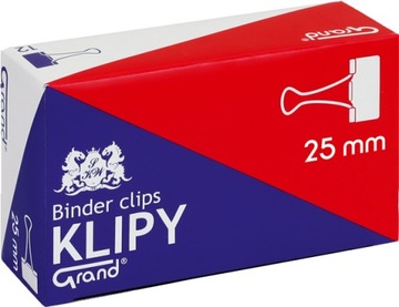 Klip biurowy Grand 25mm 12szt czarny