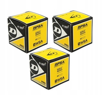 PIŁKA DO SQUASHA DUNLOP PRO (2 KROPKI ŻÓŁTE) 3 SZT