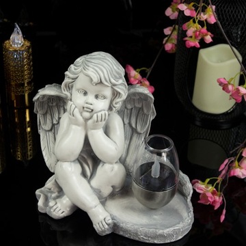 ZNICZ GIPSOWA FIGURKA NAGROBNA LAMPA SOLARNA LED