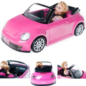 БОЛЬШАЯ КАБРИОЛЕТНАЯ РОЗОВАЯ АВТОМОБИЛЬНАЯ КУКЛА СО ЗВУКОМ
