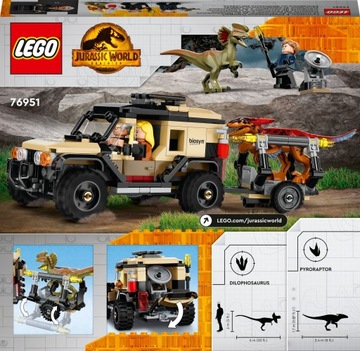 LEGO Jurassic World 76951 Транспортировка пирораптора и дилофозавра
