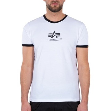 Alpha Industries T-shirt Contrast ML biała M