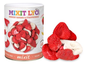 MIXIT OWOCE LIOFILIZOWANE BANAN TRUSKAWKA CHRUPIĄCA PRZEKĄSKA 80g