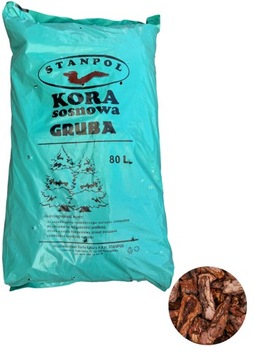 Kora sosnowa 80L gruba 3-9cm sortowana dekoracja ogrodowa OZDOBNA STANPOL