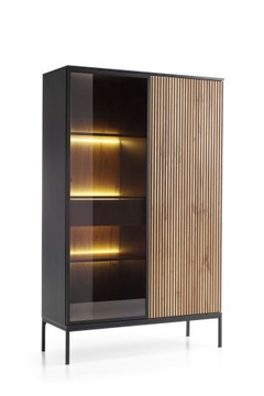 Nowoczesna Witryna Loft Czarna Dąb Wotan LED