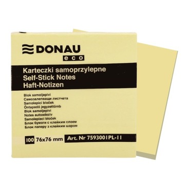 KARTECZKI BLOCZEK SAMOPRZYLEPNY NOTES 76x76 ŻÓŁTY