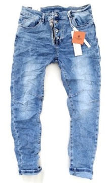 Włoskie BAGGY jeansy boyfriend guziki zamek 38 M/L