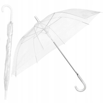 WEISNER ORYGINALNY PARASOL PRZEZROCZYSTY BIAŁA RĄCZKA PARASOLKA ŚLUBNA
