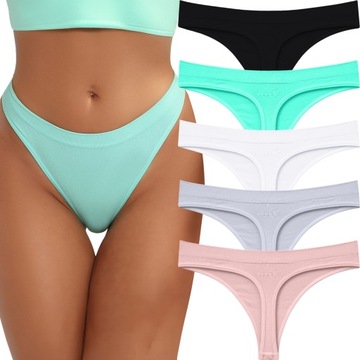 5x MAJTKI DAMSKIE STRINGI SPORTOWE ELASTYCZNE WYGODNE ORYGINALN GYMRIVAL S