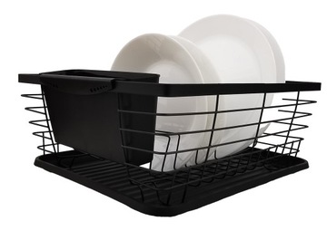 СУШИЛКА ДЛЯ СУШКИ ПОСУДЫ С ПОДДОНОМ, НАСТАВНАЯ, БОЛЬШАЯ, ЧЕРНАЯ, ОДНОУРОВНЕВАЯ, WZ5