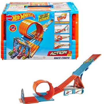 ZESTAW HOT WHEELS KASKADERSKA SKRZYNIA WYŚCIGOWA TORY RACE CRATE