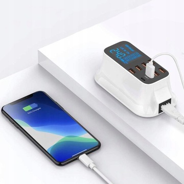 ЗАРЯДНАЯ СТАНЦИЯ С 8 ПОРТАМИ ЖК-дисплея 40 Вт USB 3.0 TYPE-C