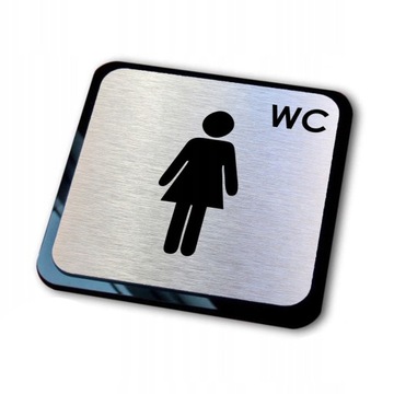 srebrna tabliczka informacyjna grawer damska WC