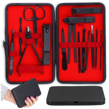 Мужской маникюрный набор, кусачки для ногтей, ножницы, ящик для инструментов, 16 предметов + футляр.