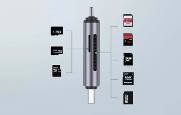 Портативный адаптер-концентратор USB + USB-C Устройство чтения карт SD + microSD UGREEN