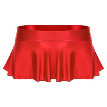 New Sexy Womens Pleated Wet Look Shiny Glossy Low