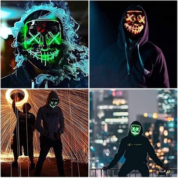 Maska halloweenowa, maska LED Halloween wiecca