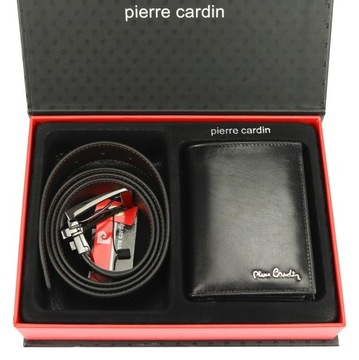 Męski zestaw skórzany portfel pasek Pierre Cardin