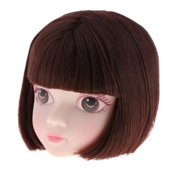 Скульптура головы BJD 1/6 с макияжем и каштановыми волосами.