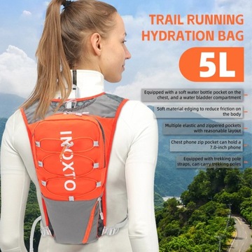 Синий нейлоновый рюкзак для гидратации для бега и походов, 5 л