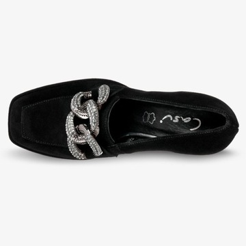 МОКАСИНЫ НА БЛОЧКЕ С ДЕКОРАТИВНОЙ ЦЕПОЧКОЙ, КОЖА размер 40