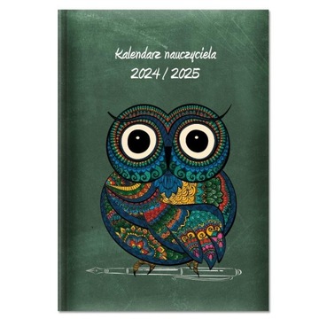 KALENDARZ NAUCZYCIELA 2024/2025 TERMINARZ PEDAGOG A5 DZIENNY WZÓR SOWA