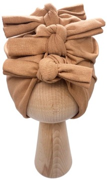 Czapka Turban wiązany bawełniany Orzechowy