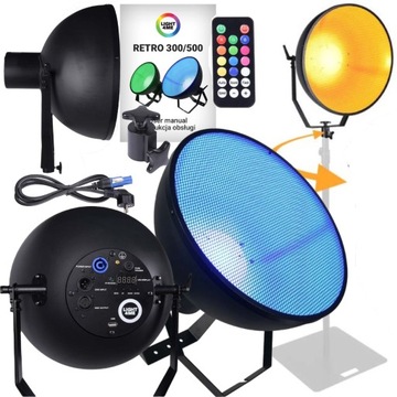 LAMPA RETRO REFLEKTOR SCENICZNY RGBA PILOT IR PAR LED ŚWIATŁO TEATRALNE 60W