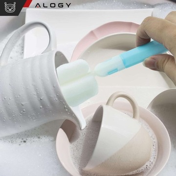 SZCZOTKA DO MYCIA CZYSZCZENIA BUTELEK SŁOIKÓW KIELISZKÓW GĄBKA MYJKA 21CM