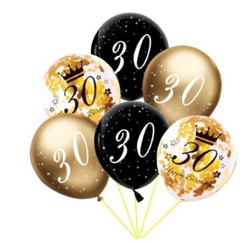 Zestaw balonów na 30 urodziny PartyPal 30 cm wielokolorowy 6 elementów