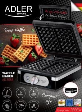 БОЛЬШАЯ ТВЕРДАЯ ВАФЕЛЬЧИКА 2000 Вт XXL 2 ХРУСТЯЩИЕ ПУШИСТЫЕ ВАФЛИ БОЛЬШОЙ ТОСТ