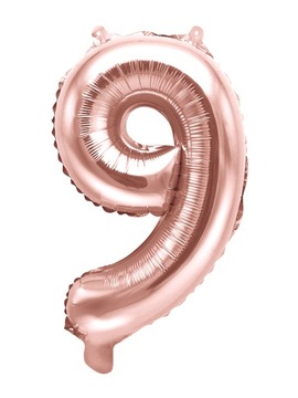 Balon Foliowy Cyfra 9 na Urodziny Rose Gold 35cm