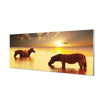 Ścienny panel Zebry woda zachód słońca 125x50 cm