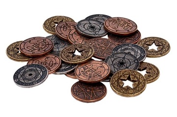 ZESTAW 12 MAGICZNYCH METALOWYCH MONET LARP RPG