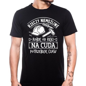 KOSZULKA DLA BUDOWLAŃCA NA PREZENT ŚMIESZNY NADRUK BUDOWLANIEC TSHIRT