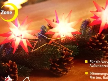 КРАСИВЫЕ 10шт ЗВЕЗДЫ IP44 КРАСНЫЙ ТАЙМЕР 7,5м 12СМ