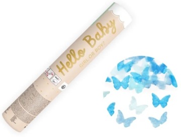 Тубус Що стріляє Гармата Конфеті BOY Сині Метелики Baby Shower 20 см