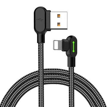 MCDODO KABEL KĄTOWY QC USB LIGHTNING LED 2A 3M