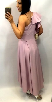 Sukienki na Wesele Midi Asymetryczna z Falbanami Elegancka Różowa 44 XXL