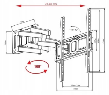 КРЕПЛЕНИЕ ДЛЯ ТЕЛЕВИЗОРА ПОДВЕСКА ДЛЯ ТВ СИЛЬНЕЕ ВРАЩАЮЩАЯСЯ 3D РЕГУЛИРОВКА 25–70 ДЮЙМОВ