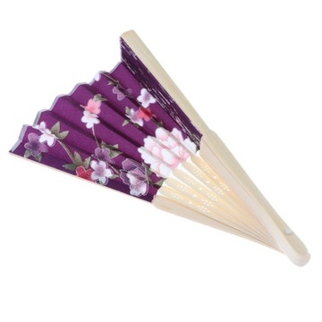 2x Hand Held Fans Silk Bamboo Folding Fan for