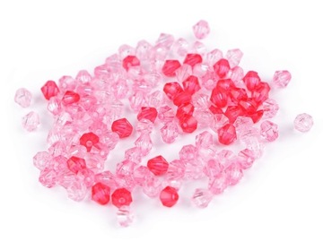 KORALIKI 6x6mm DIAMENT MIX ok. 350 RÓZOWE 25g
