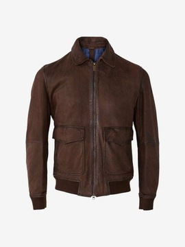 MASSIMO DUTTI L NOWA brązowa ramoneska 100% SKÓRA NATURALNA NAPPA wintage