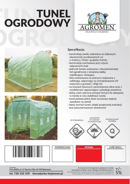 Tunel Foliowy Ogrodowy Szklarnia 3x2m 6m2