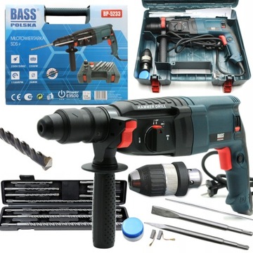 BASS WIERTARKA UDAROWA 2500W MŁOT SDS+ WIERTŁA